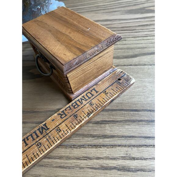 Vintage Wood Jewelry Box Small Jewelry Box With Hinged Lid - Picture 5 of 6